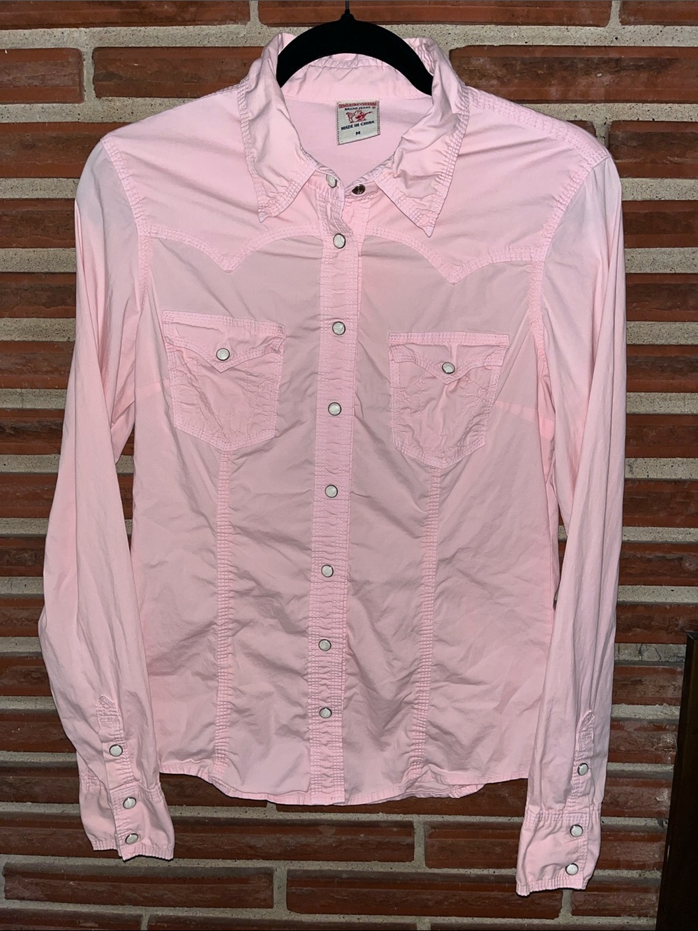 Vintage True Religion Light Pink Western-Style Women’s Shirt medium